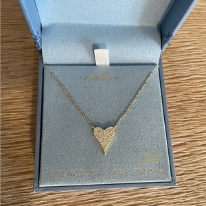 Isabella M Yellow Plated Sterling Silver and CZ Elongated Heart Necklace (16+2”)